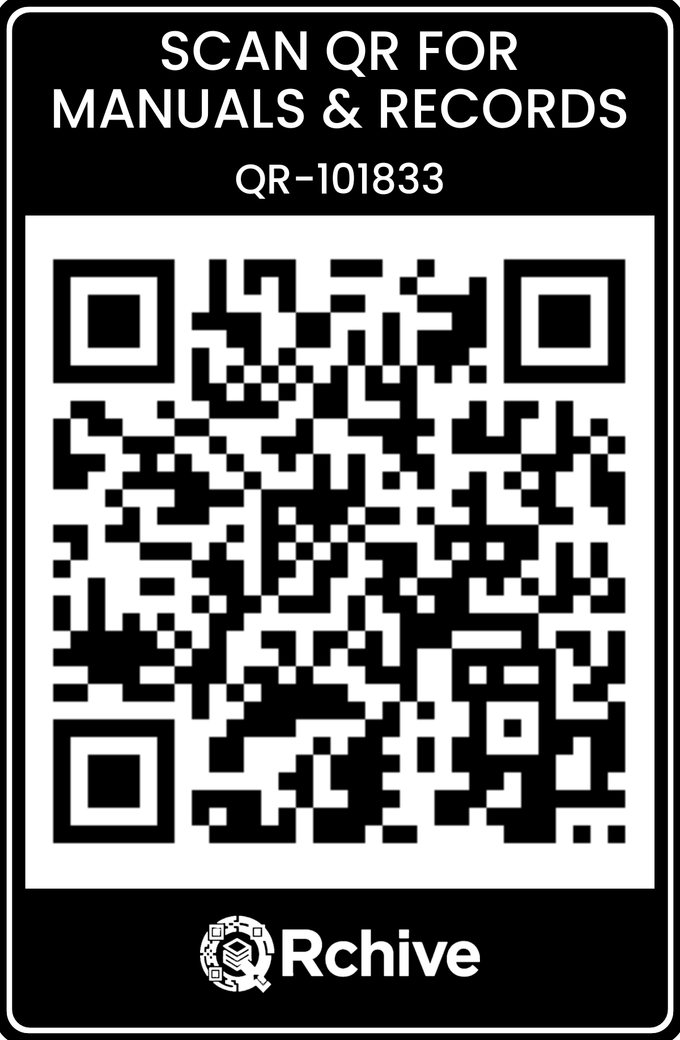 The QRchive sticker — SCAN QR FOR MANUALS & RECORDS